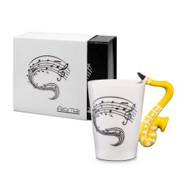 Kubek Muzyka Saksofon prezentowy w pudełku biały