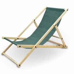 Zielone Krzesełko plażowe leżak ogrodowy drewniany Składany z regulacją wysokości